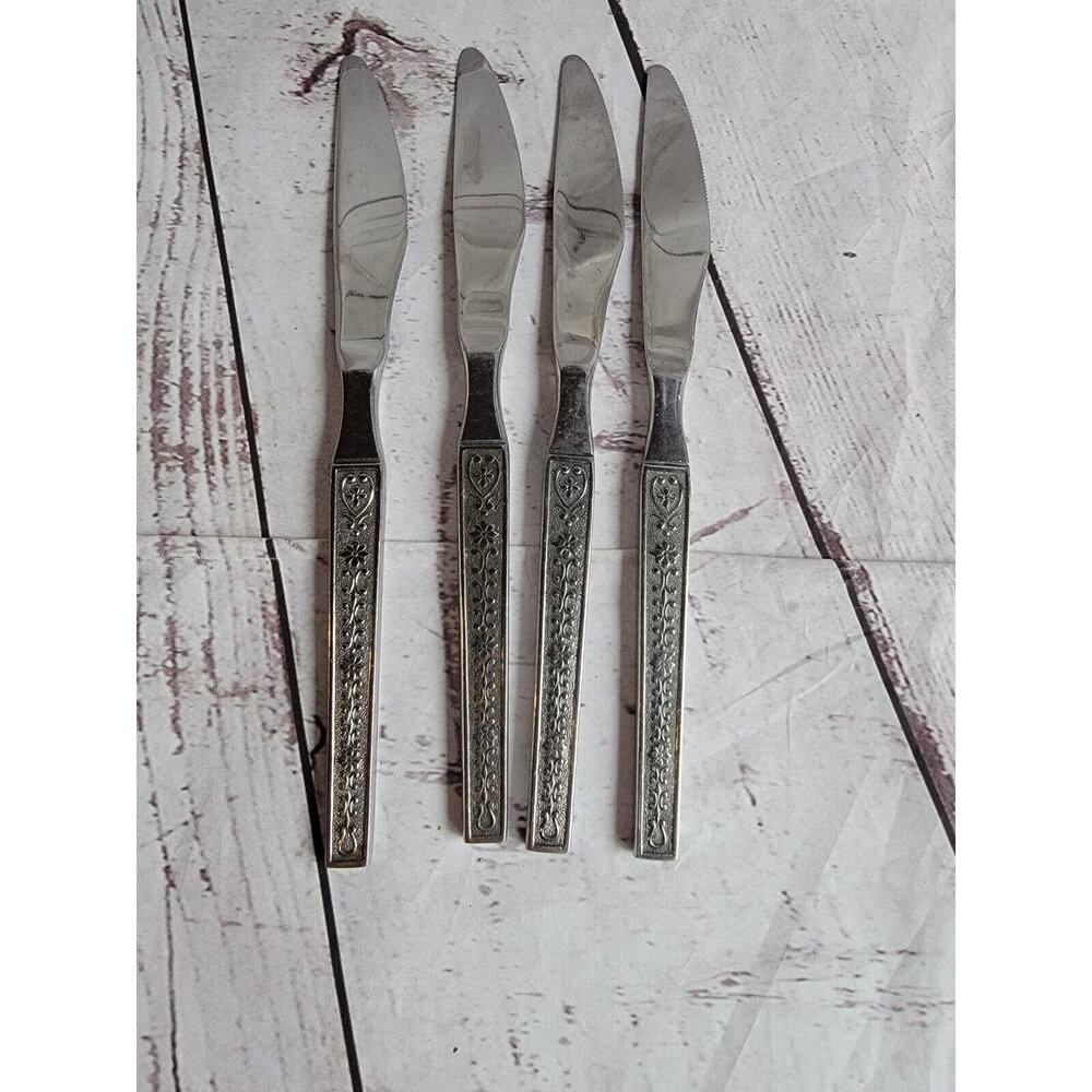 Vintage United Silver Co. USI2 Stainless Steel 4 Dinner Knives